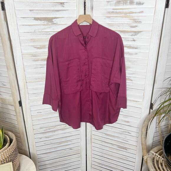 KIAH Women's The South Hampton Maternity Blouse Oversize Button Top Tencel Small - Picture 15 of 15